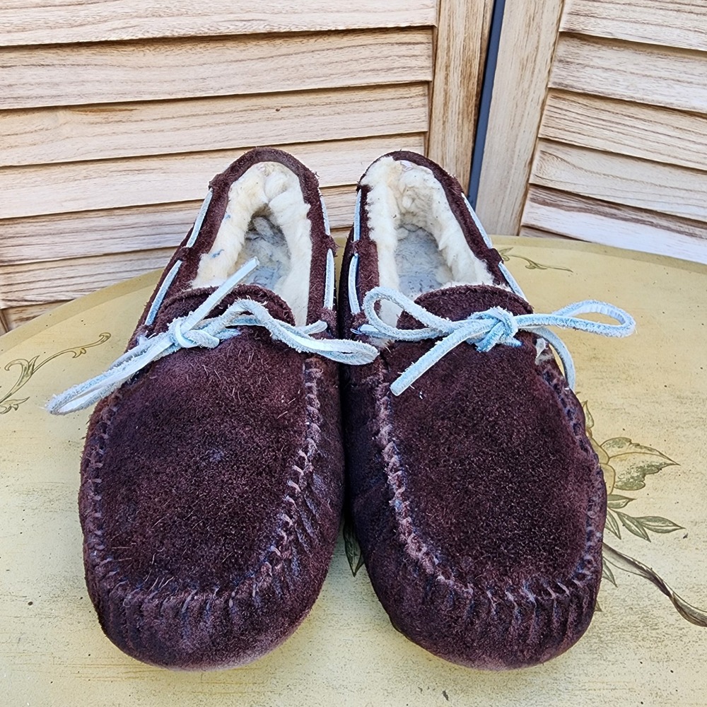 UGG Sz 7 Brown Suede Dakota Moccasin Slippers 5133 Cozy Comfy Warm Fall Winter